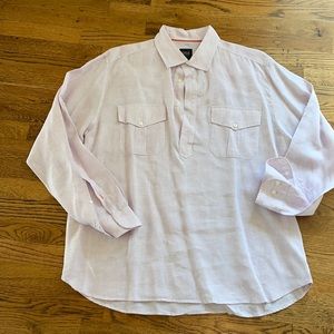 True Measure LS 100% Linen Purple Shirt